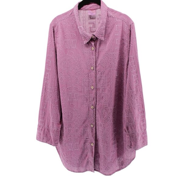 Vintage Sea Breeze of California Boho Lagenlook Coastal Embroidered Button up XL - Picture 2 of 9